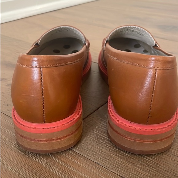 Tan Leather Loafers with Red Sole - Picture 3 of 5